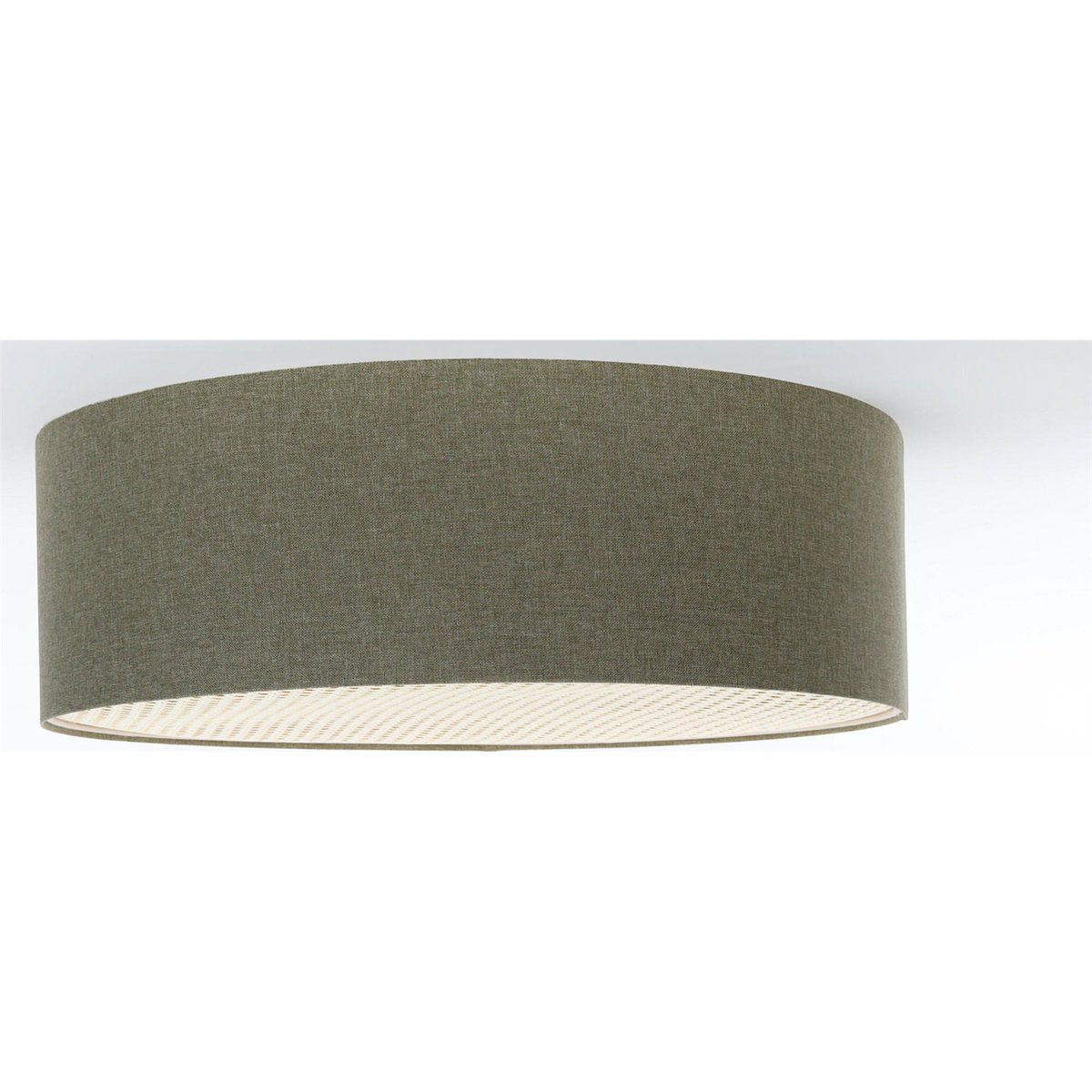 Plafonnier rond en tissu avec diffuseur rotin Boho Elegant vert avec touche rotin naturel, BPS KONCEPT