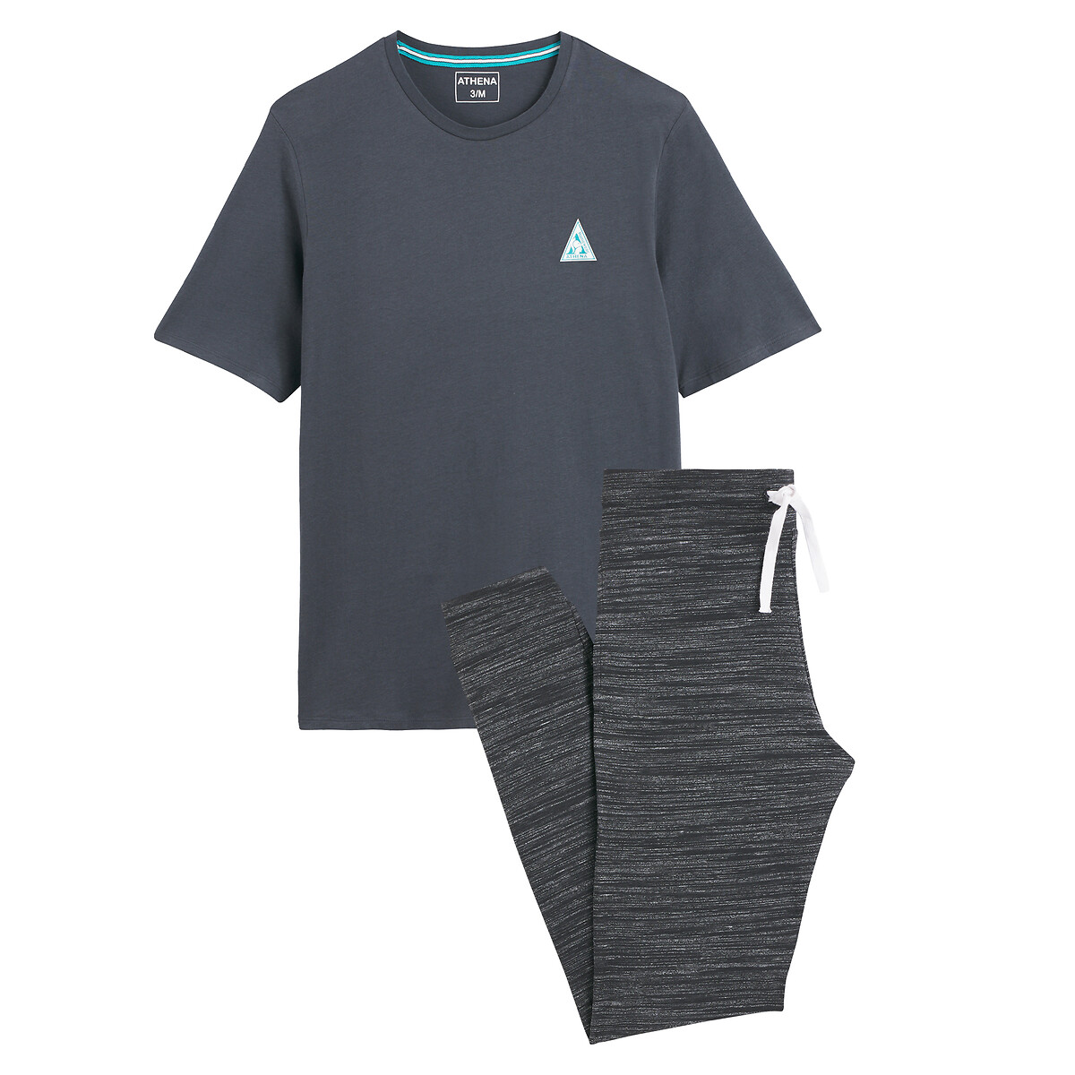 Pyjama manches courtes col rond anthracite, ATHENA