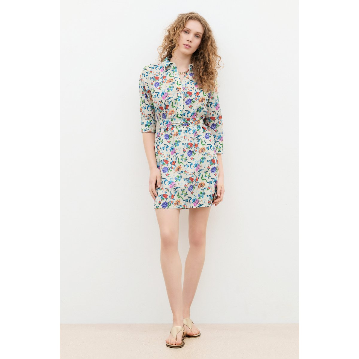 Robe courte col chemise ROBE RLAURANE ivoire, CAROLL
