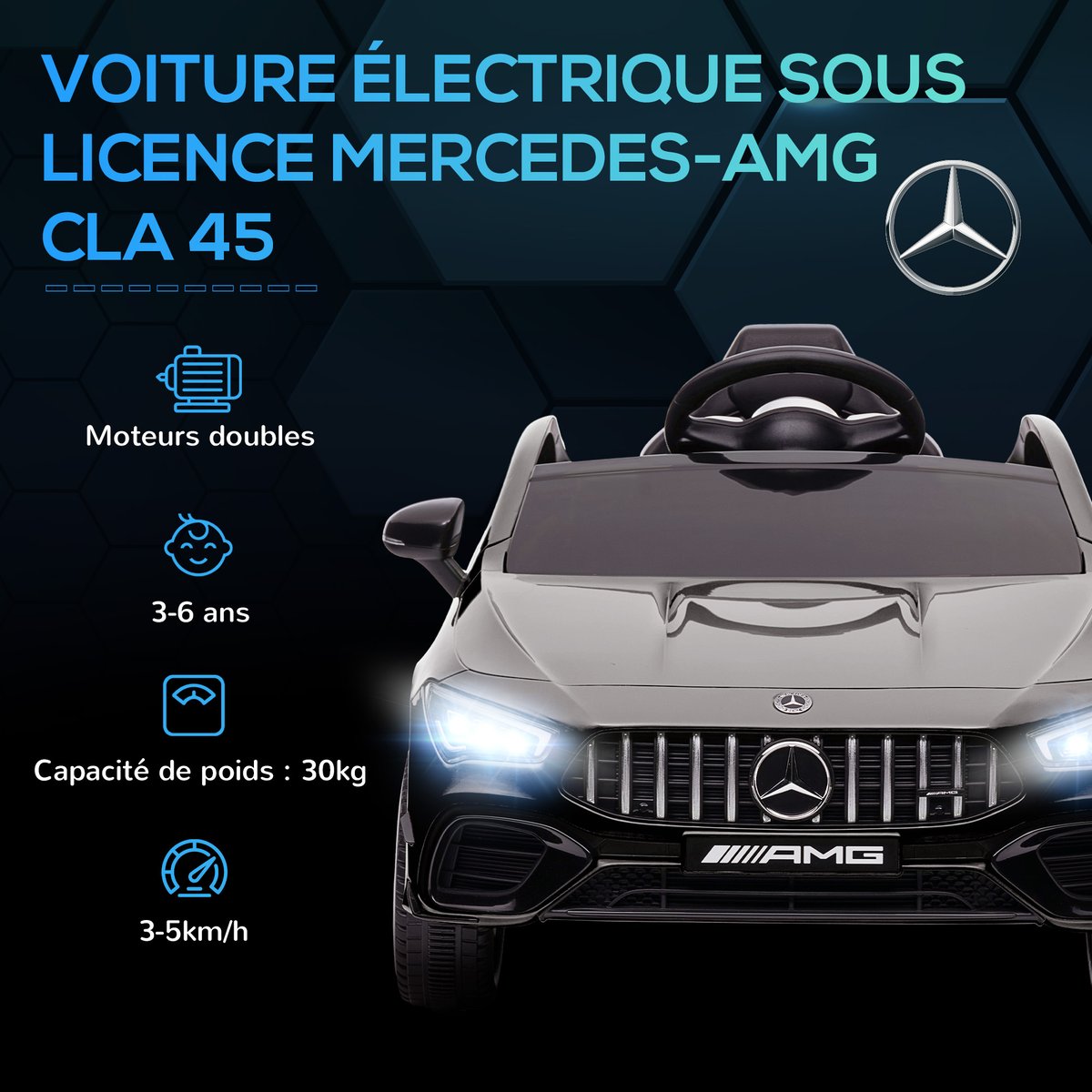 Voiture électrique à conducteur assis noir, AIYAPLAY