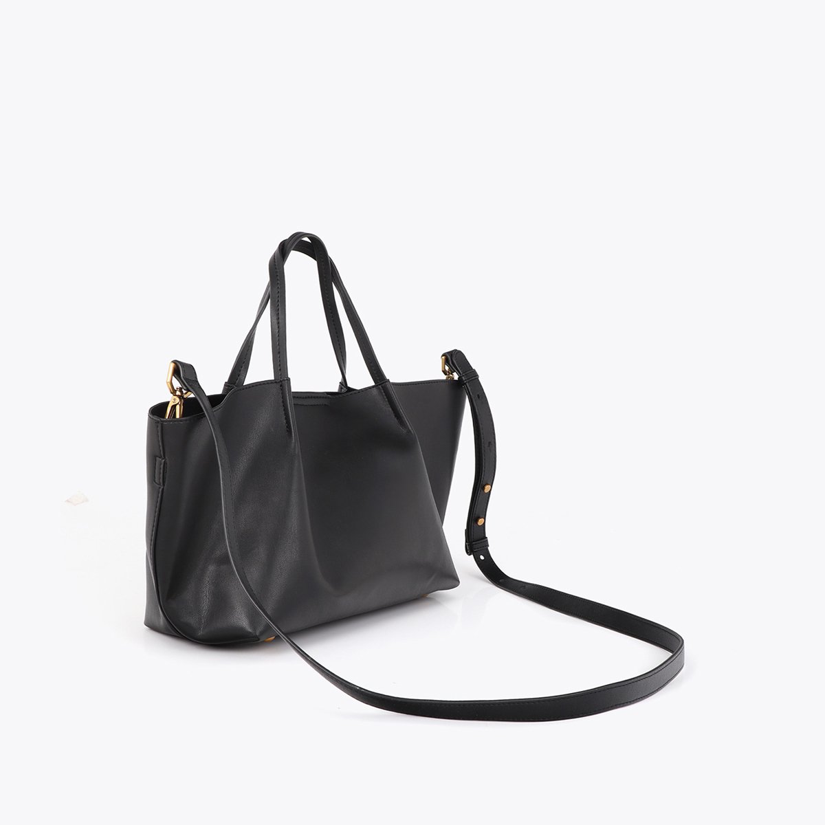 Sac à main à logo métallique noir, LOLA CASADEMUNT