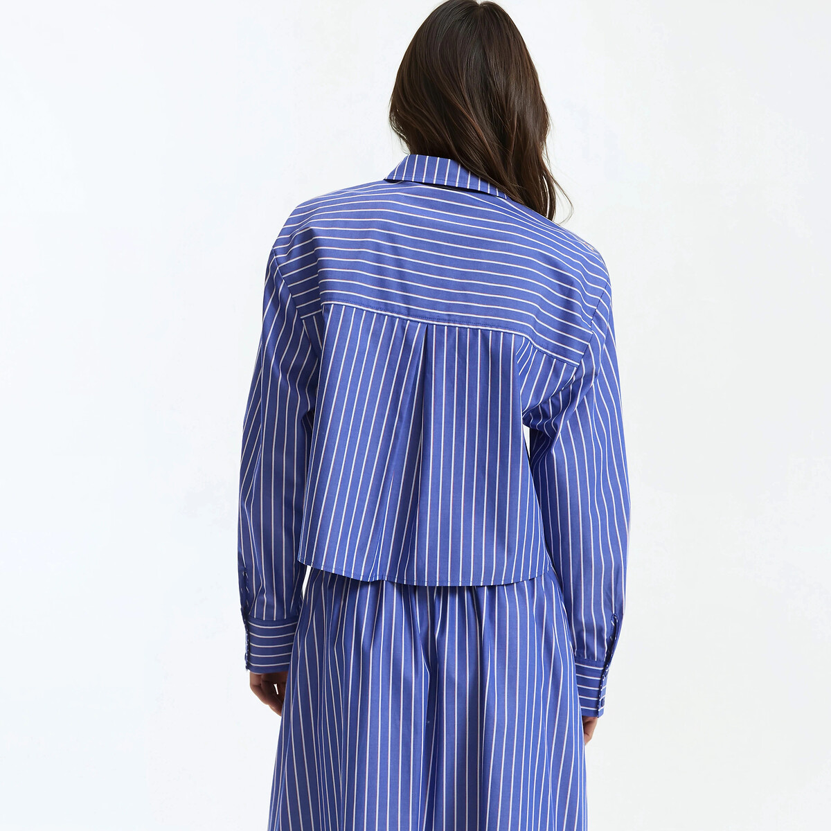 Camisa corta a rayas, manga larga rayas azules, LA REDOUTE COLLECTIONS