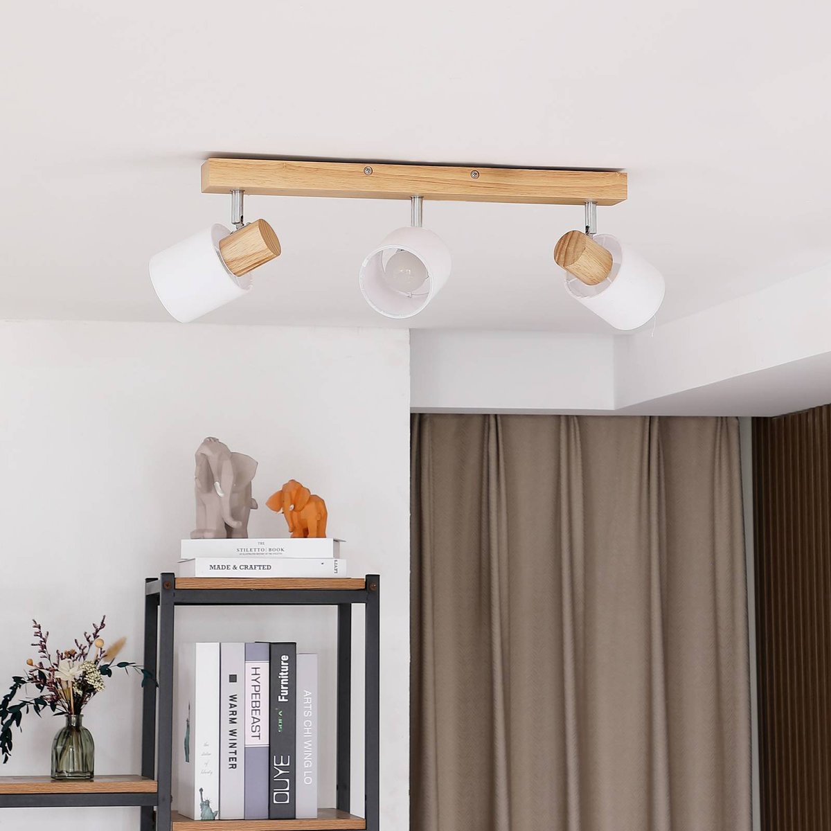 Spot en bois moderne, Wanessa bois clair, blanc, LINDBY