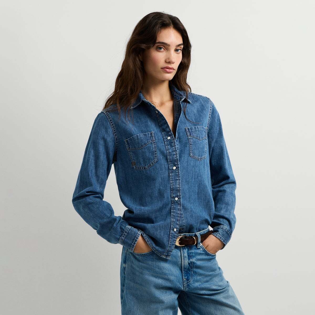 Chemise Coupe Regular En Denim 6.25 oz bleu shirting denim, PEPE JEANS