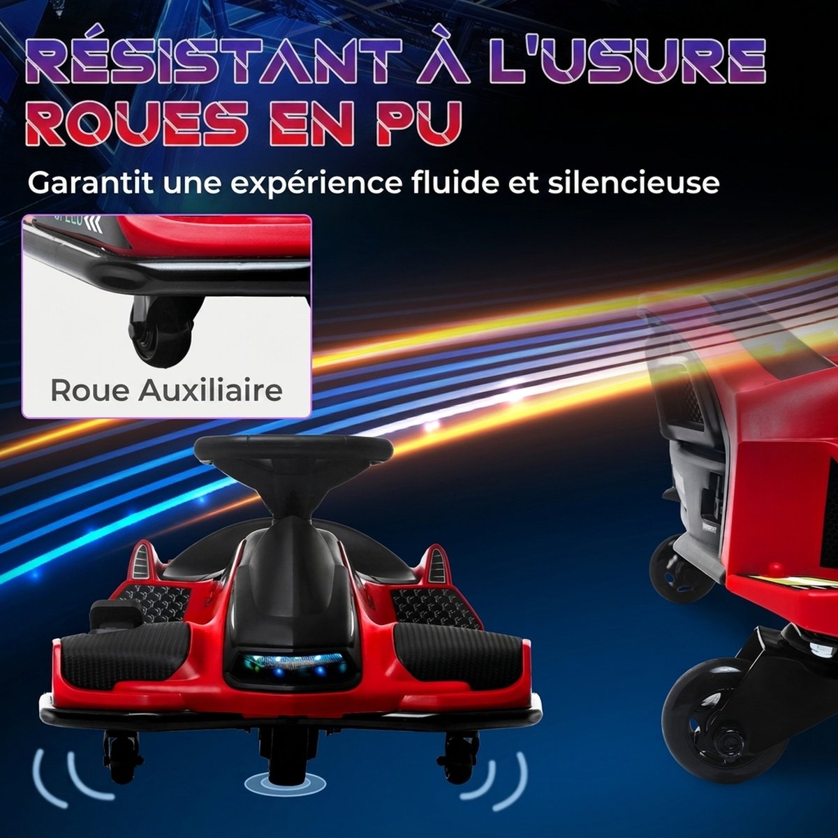 Kart électrique à conducteur assis PP Rouge rouge, HOMCOM
