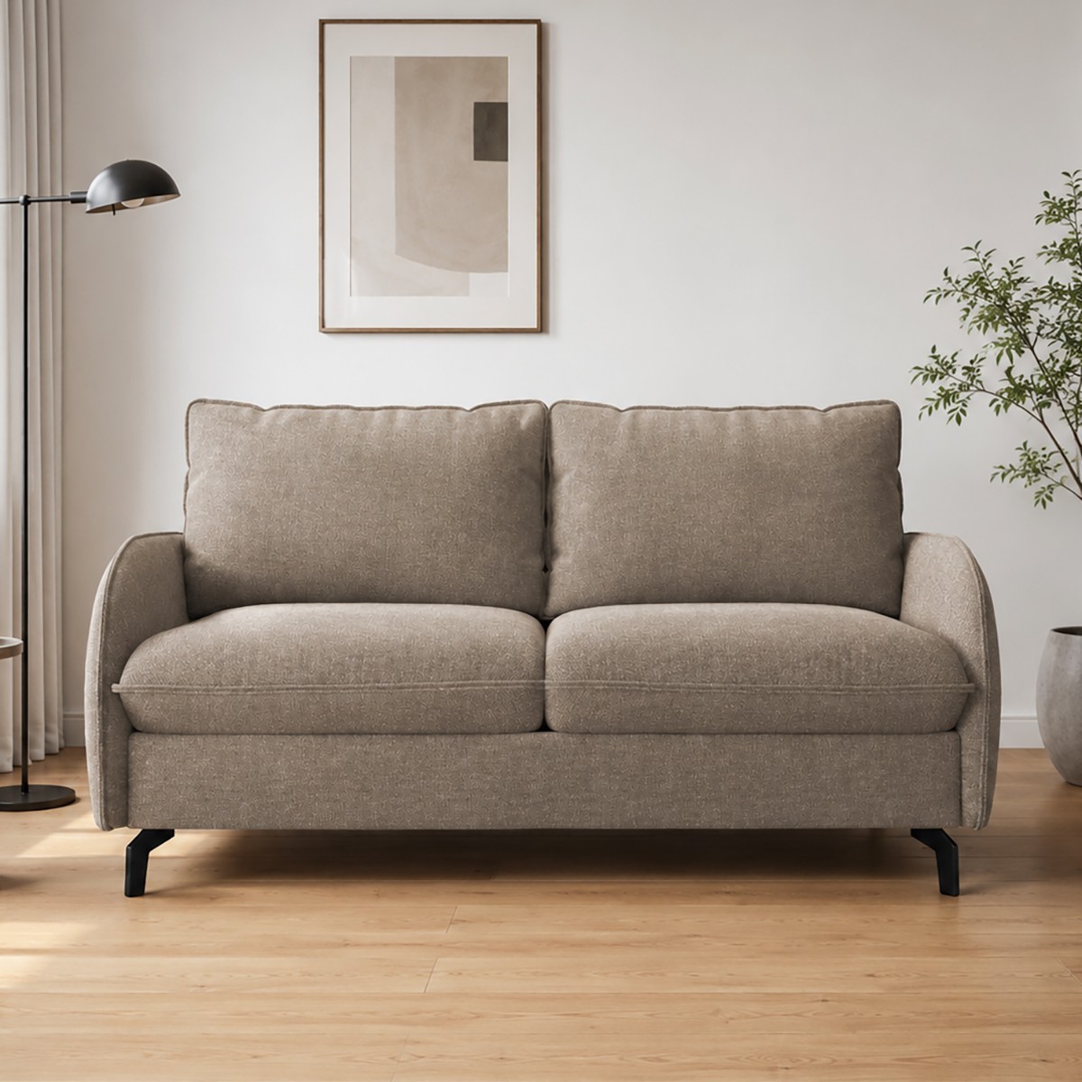 Canapé lit 3 places tissu BUBBLE beige, CALICOSY
