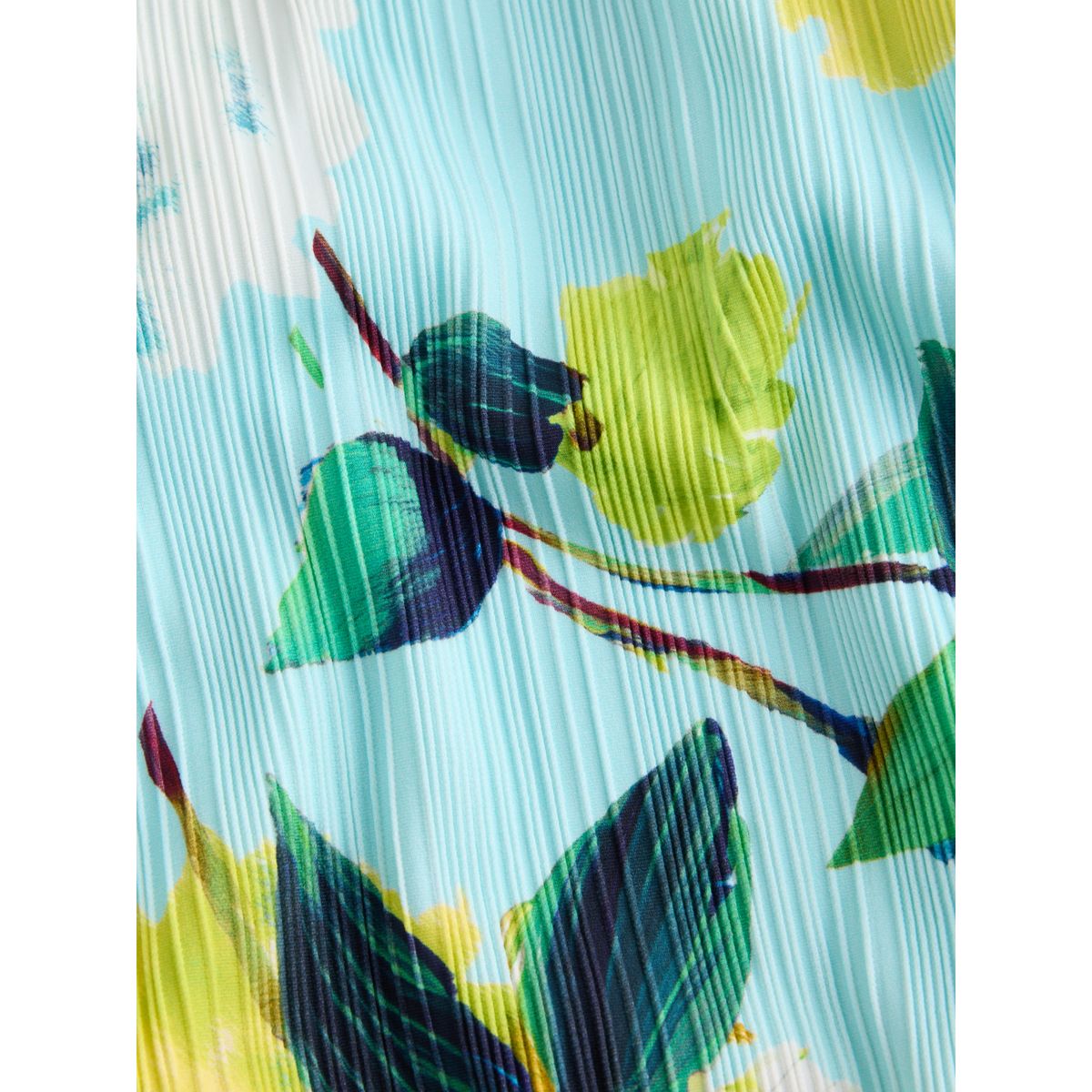 Maillot de bain gainant côtelé à col carré fleurs bleu turquoise/vert citron, NEXT