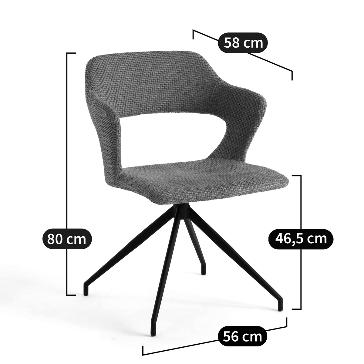 Fauteuil de table pivotant, toile nattée, Asyar ficelle, AM.PM