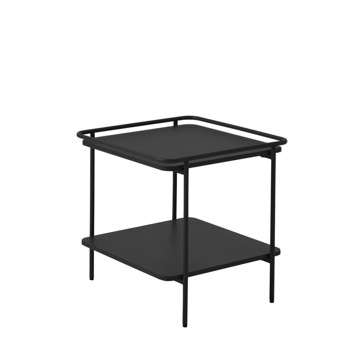 Table d'appoint carrée 2 plateaux en métal - SARANDA noir, DRAWER