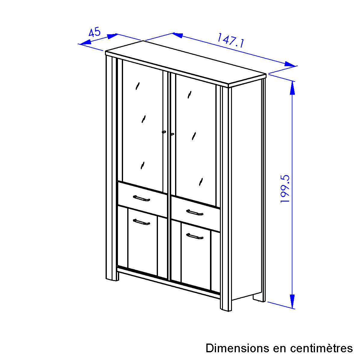 Vaisselier 4 portes beige, GAMI