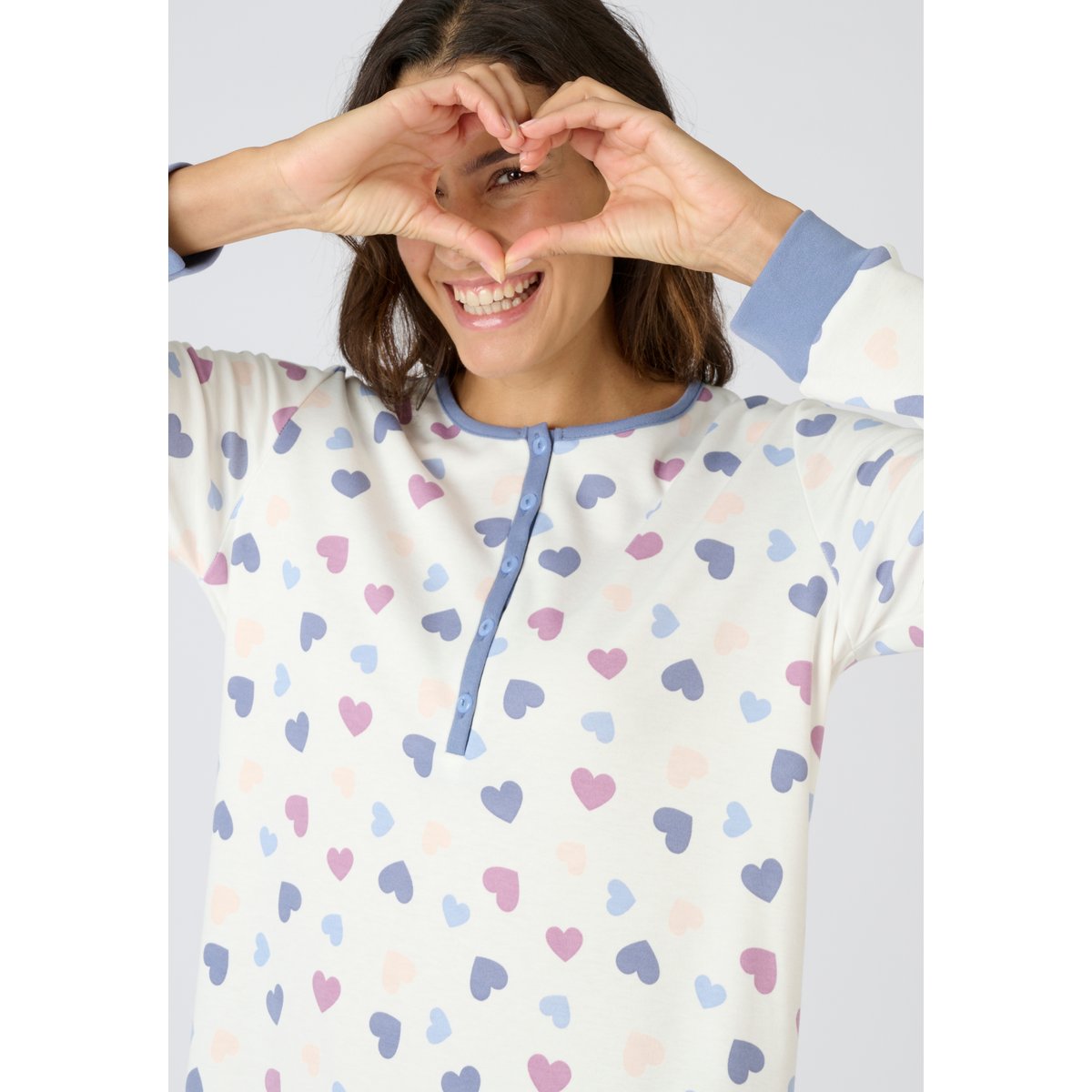 Chemise de nuit en maille Thermolactyl bleu imp., DAMART