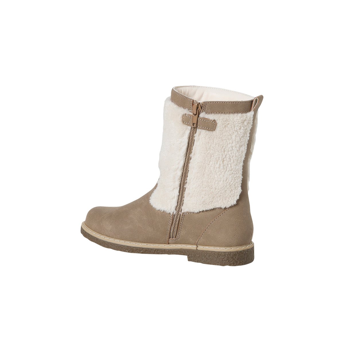 Bottes synthétique fourrées zippées taupe, VERTBAUDET