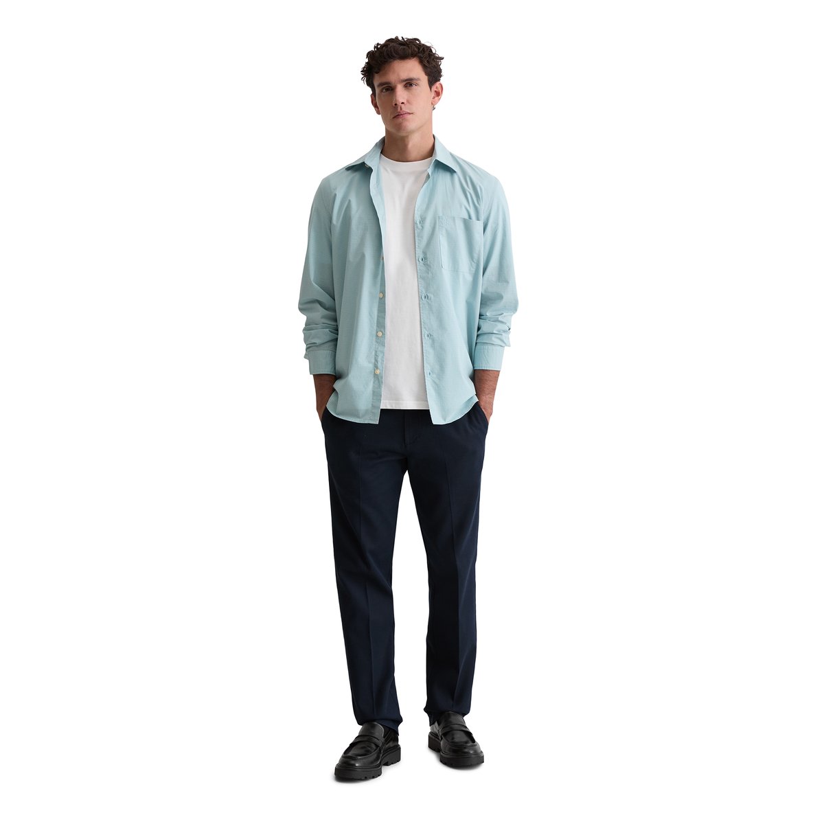 Chemise regular en carreaux vichy bleu clair, MARC O'POLO