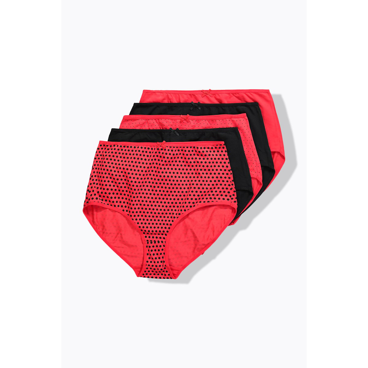 Lot de 5 culottes maxi, pois/rouge/noir rouge fuschsia, ULLA POPKEN