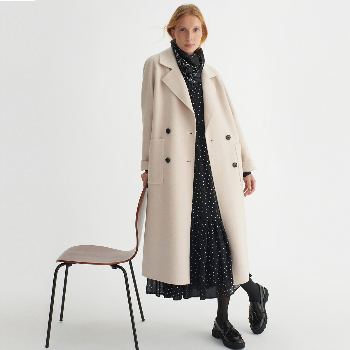 Manteau oversize, en laine mélangée, Signature MARTIAL rose, LA REDOUTE COLLECTIONS