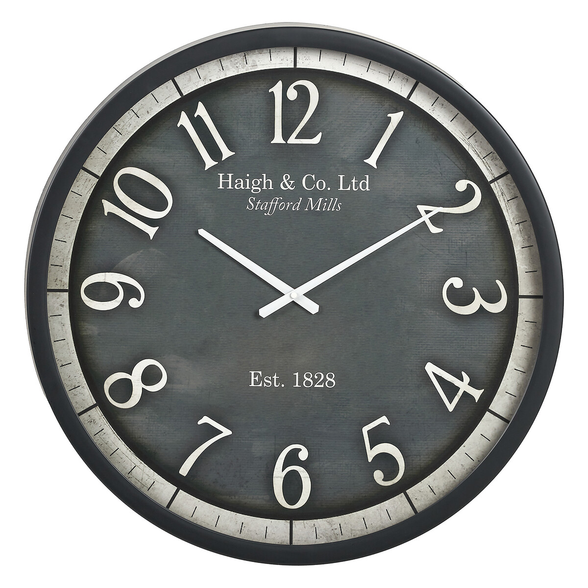 61cm Black Wood Effect Round Wall Clock black/white, ÉDITÉ