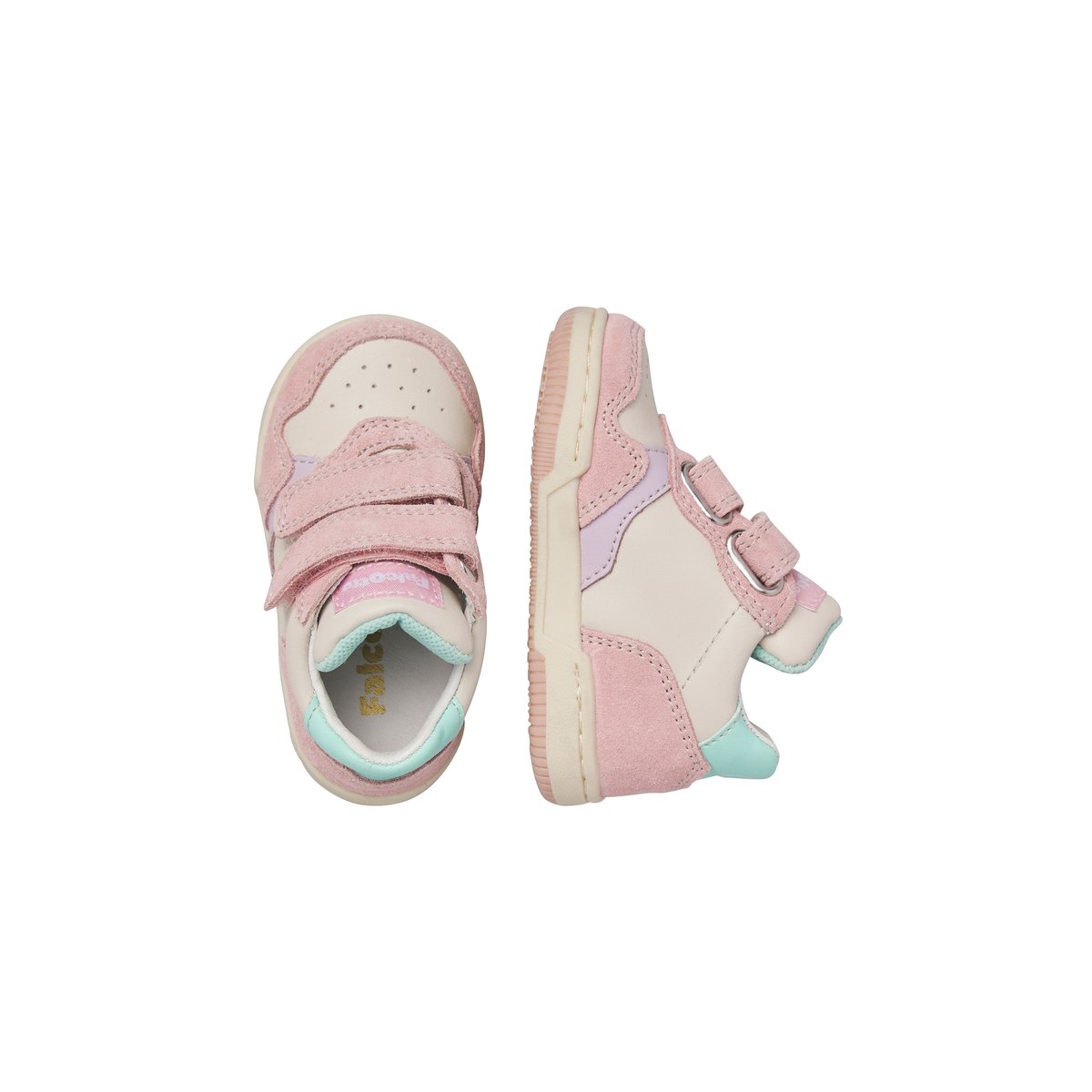 Baskets en cuir et en daim KLIP 4 VL. blanc-rose-, FALCOTTO