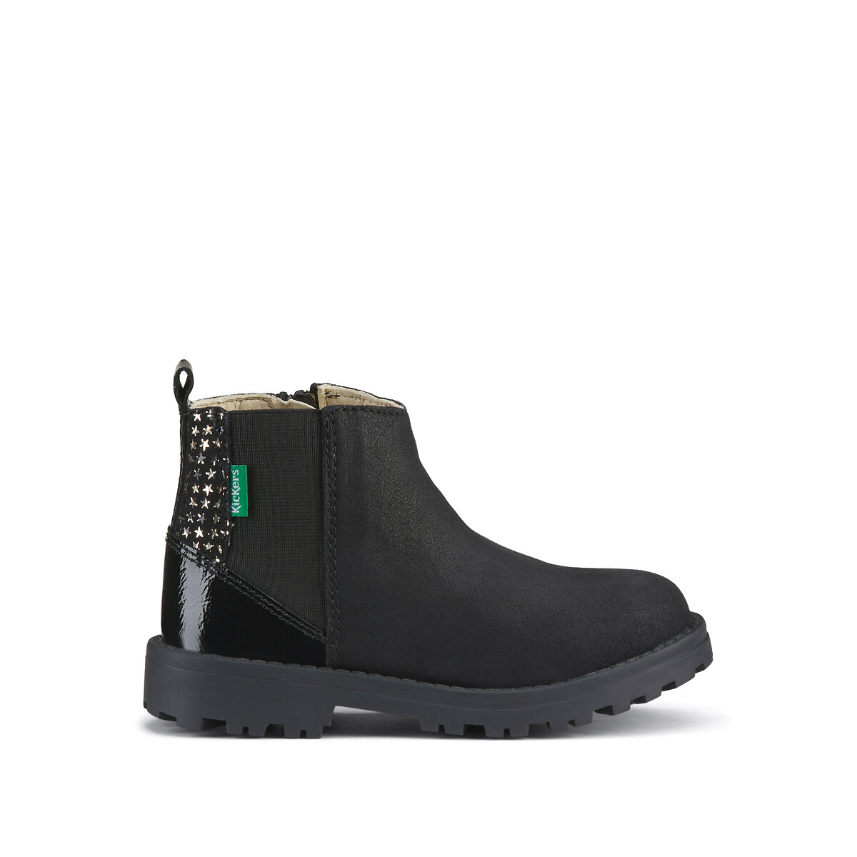 Kids Groofit Leather Chelsea Boots black with print, KICKERS