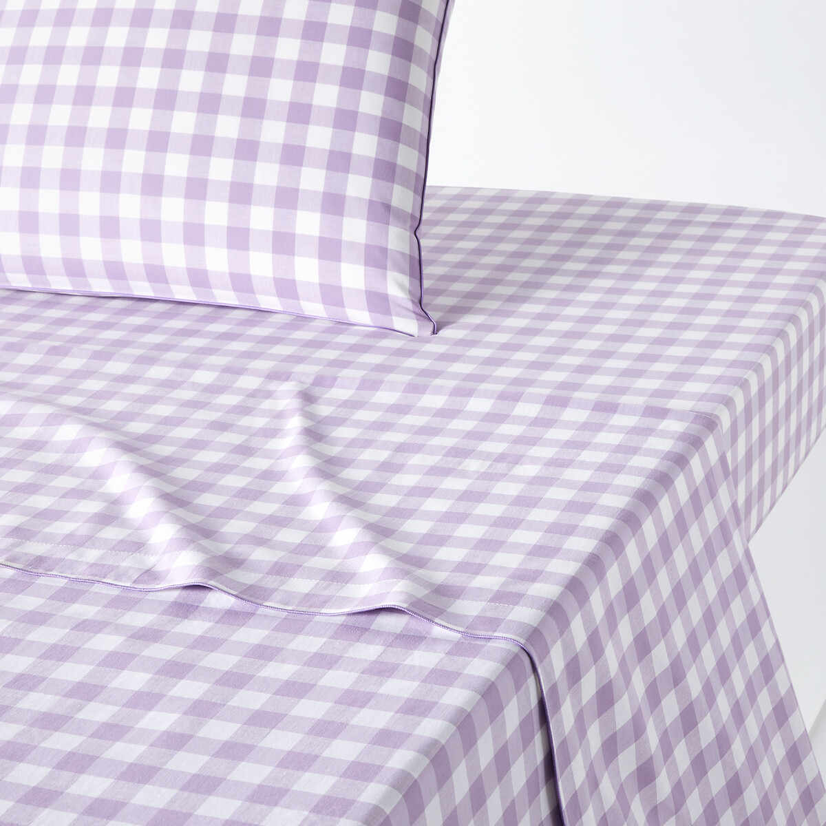 Drap plat coton, Veldi violet vichy violet, LA REDOUTE INTERIEURS