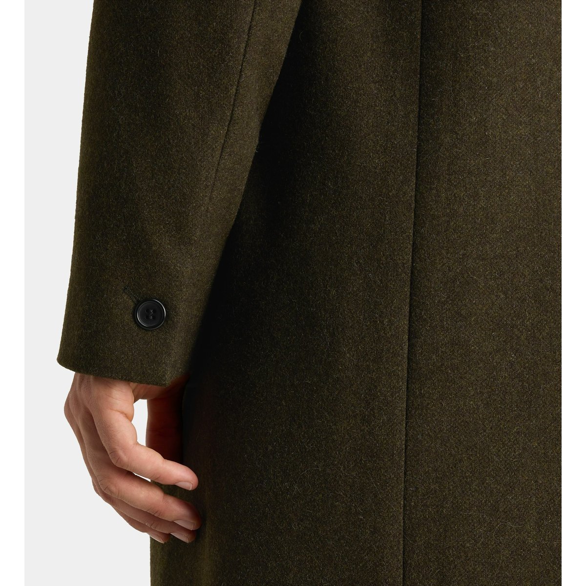 Manteau roat mi-long en laine mélangée kaki foncé, GALERIES LAFAYETTE