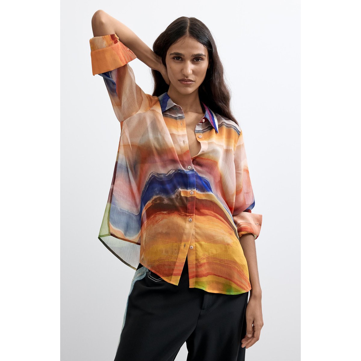 Blouse à manches longues imprimée multicolore, DESIGUAL
