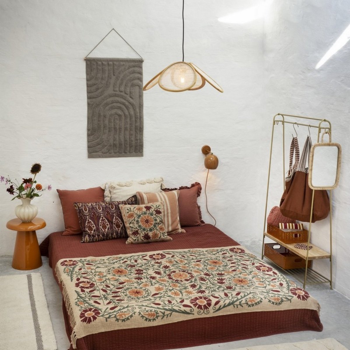 Housse de coussin design scandinave coton jute rose poudré, MADAM STOLTZ