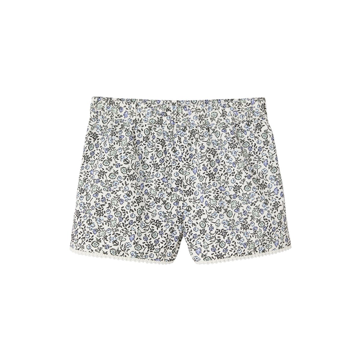 Ensemble blouse + short cérémonie bleu imprimé, VERTBAUDET