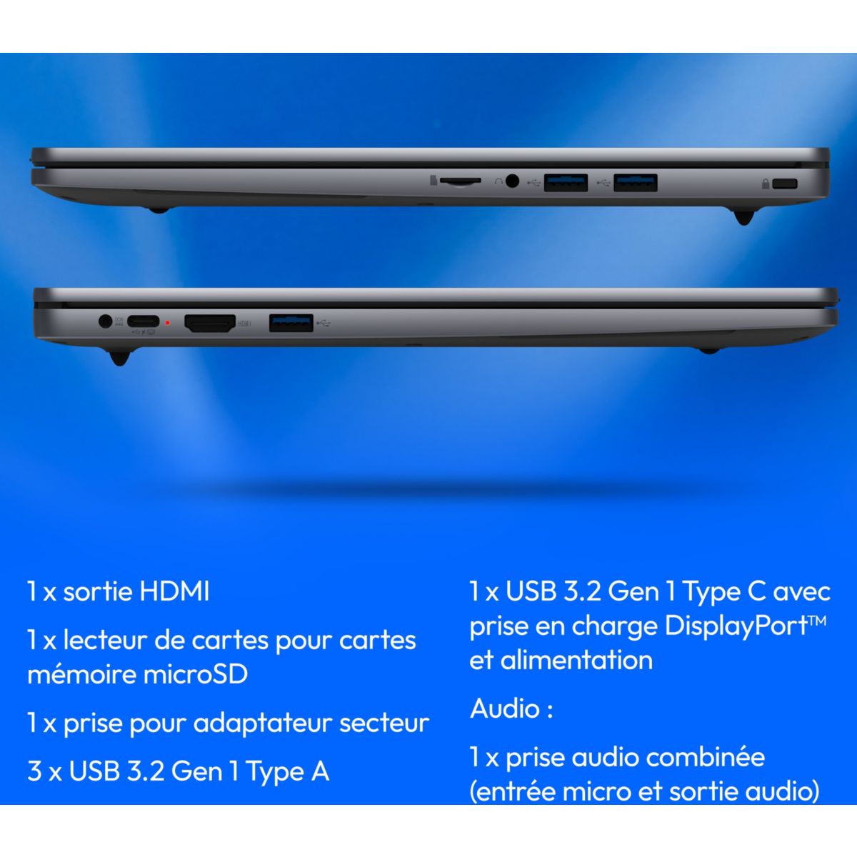 Ordinateur portable E15223 MD600044 14" Intel Celeron N4500 8 Go RAM DDR4 SSD 128 Go couleur unique, MEDION