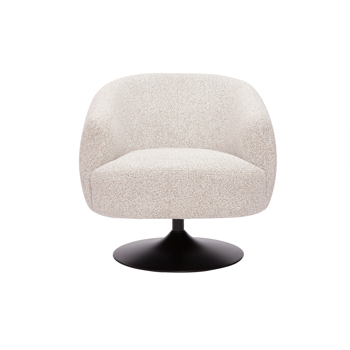 Fauteuil pivotant en tissu effet chenille brossé terre brûlée et métal noir BOWIE beige, MILIBOO