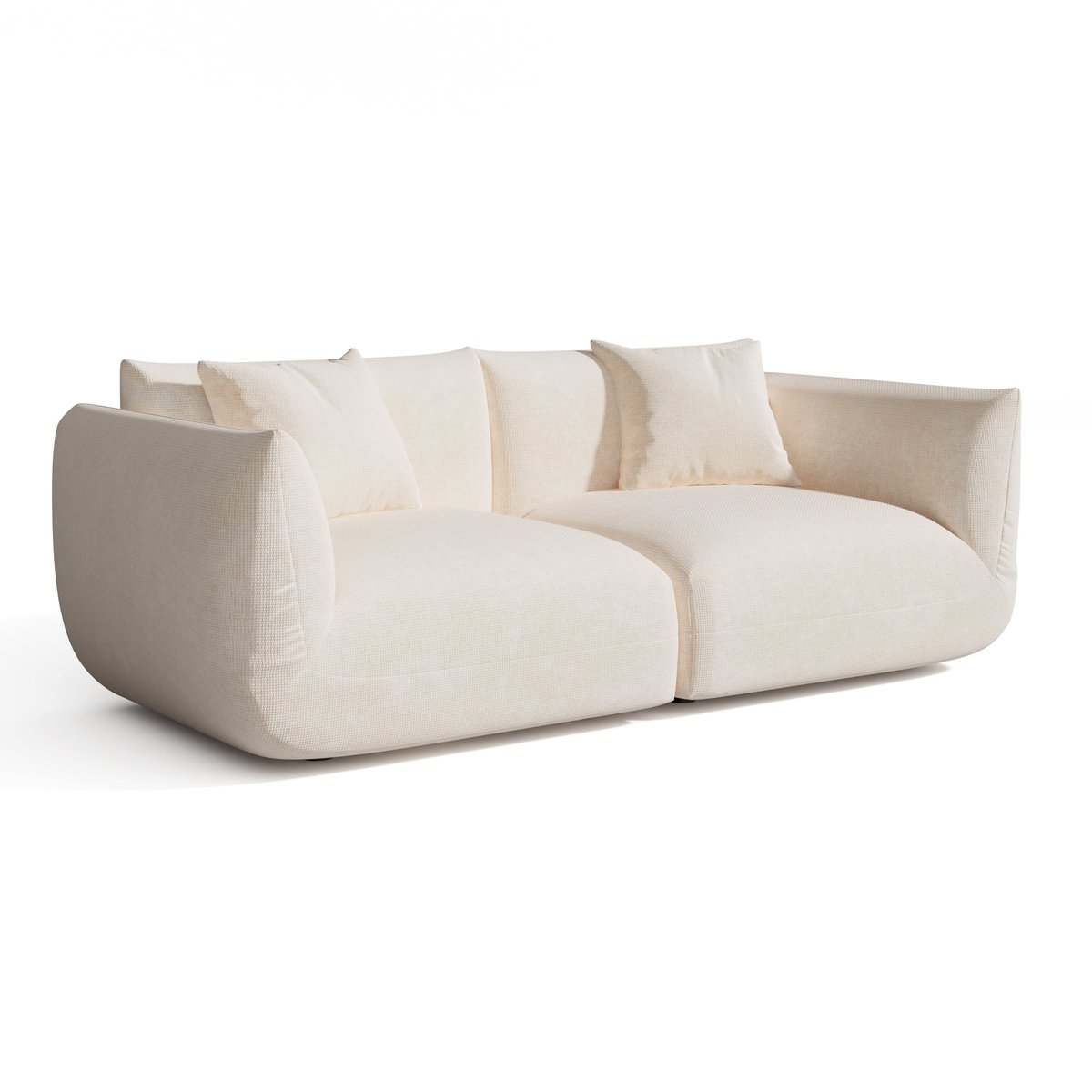 Canapé modulable 3 places en velours chenillé NOOMA crème, SIA HOME