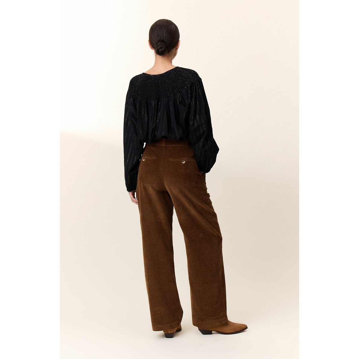 Pantalones anchos de pana, PAMIRA havana, LEON & HARPER