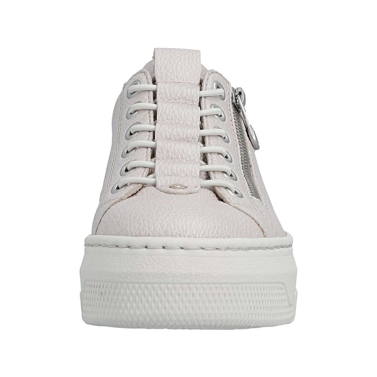 Tennis perle à talon plateau avec un zip et des lacets élastiqués décoratifs rose, RIEKER