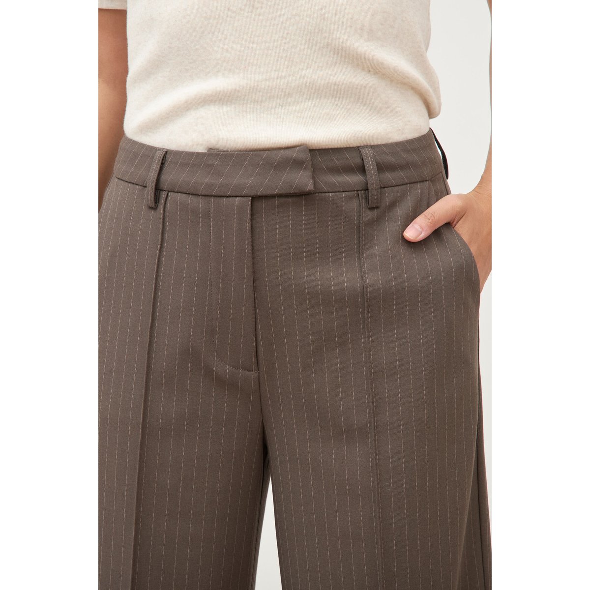 Pantalon droit taille haute taupe, BONOBO