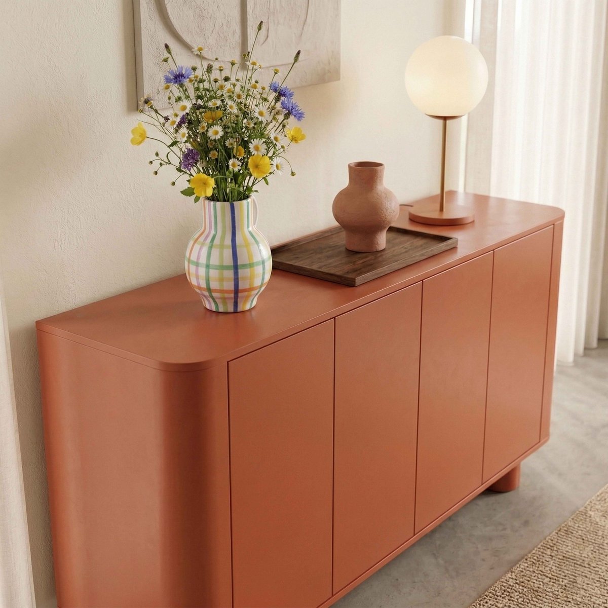 Buffet orange 4 portes 160 cm, DARIO terracotta, OVIALA