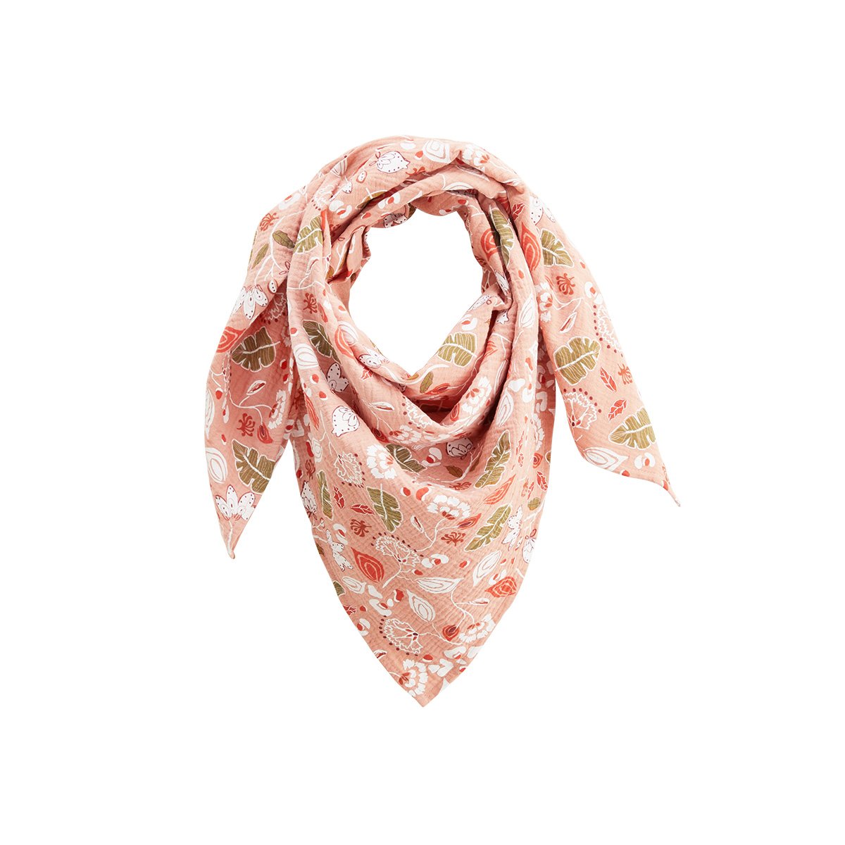 Foulard en gaze de coton Mindanao 100 x 100 cm rose, PETIT BEGUIN