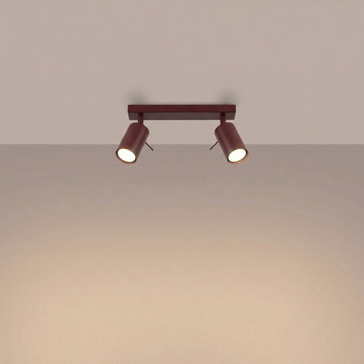 Plafonnier Acier Bordeaux GU10 2 RING bordeaux, EDEN
