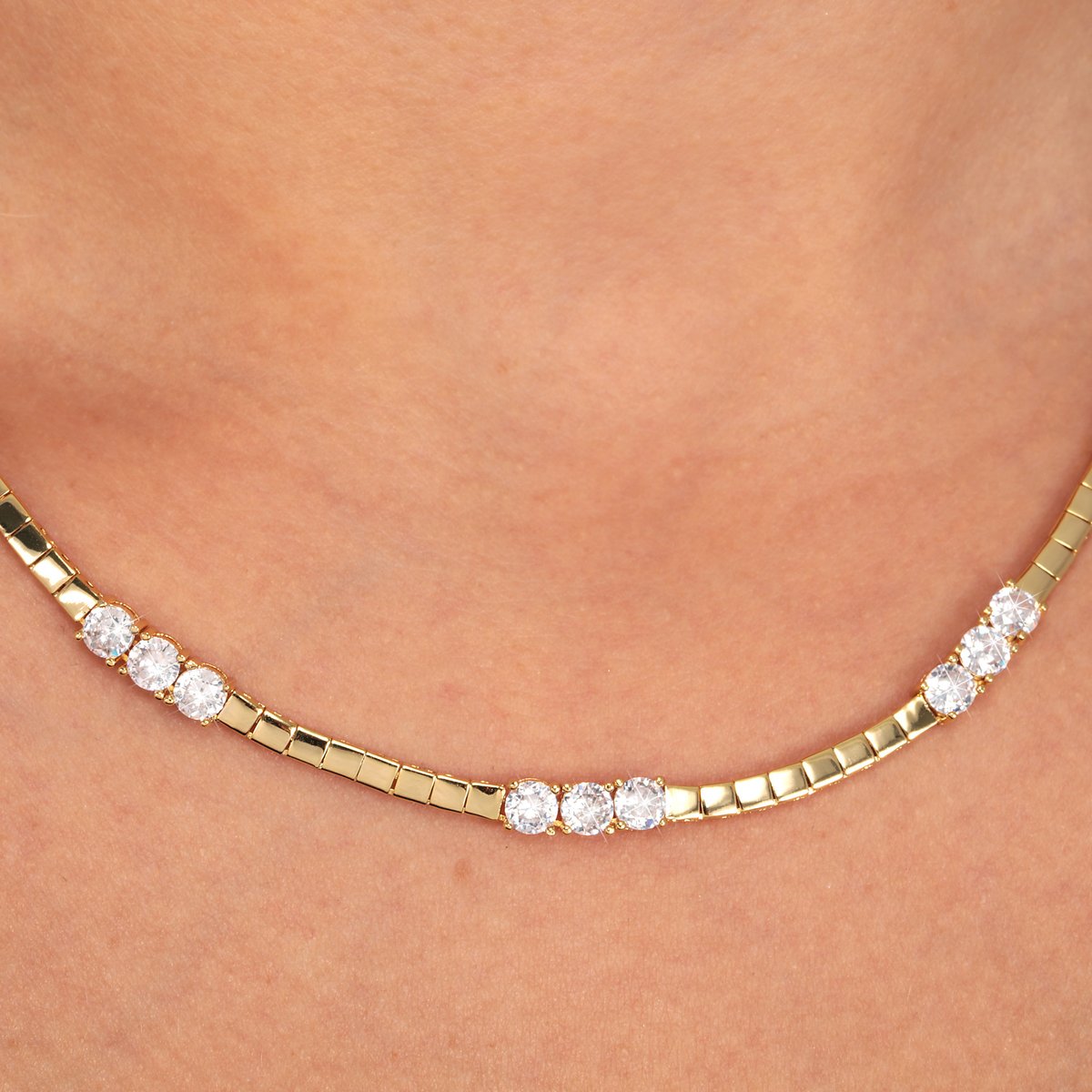 Collier en laiton, placage ninfea, zircons SCINTILLE blanc, MORELLATO