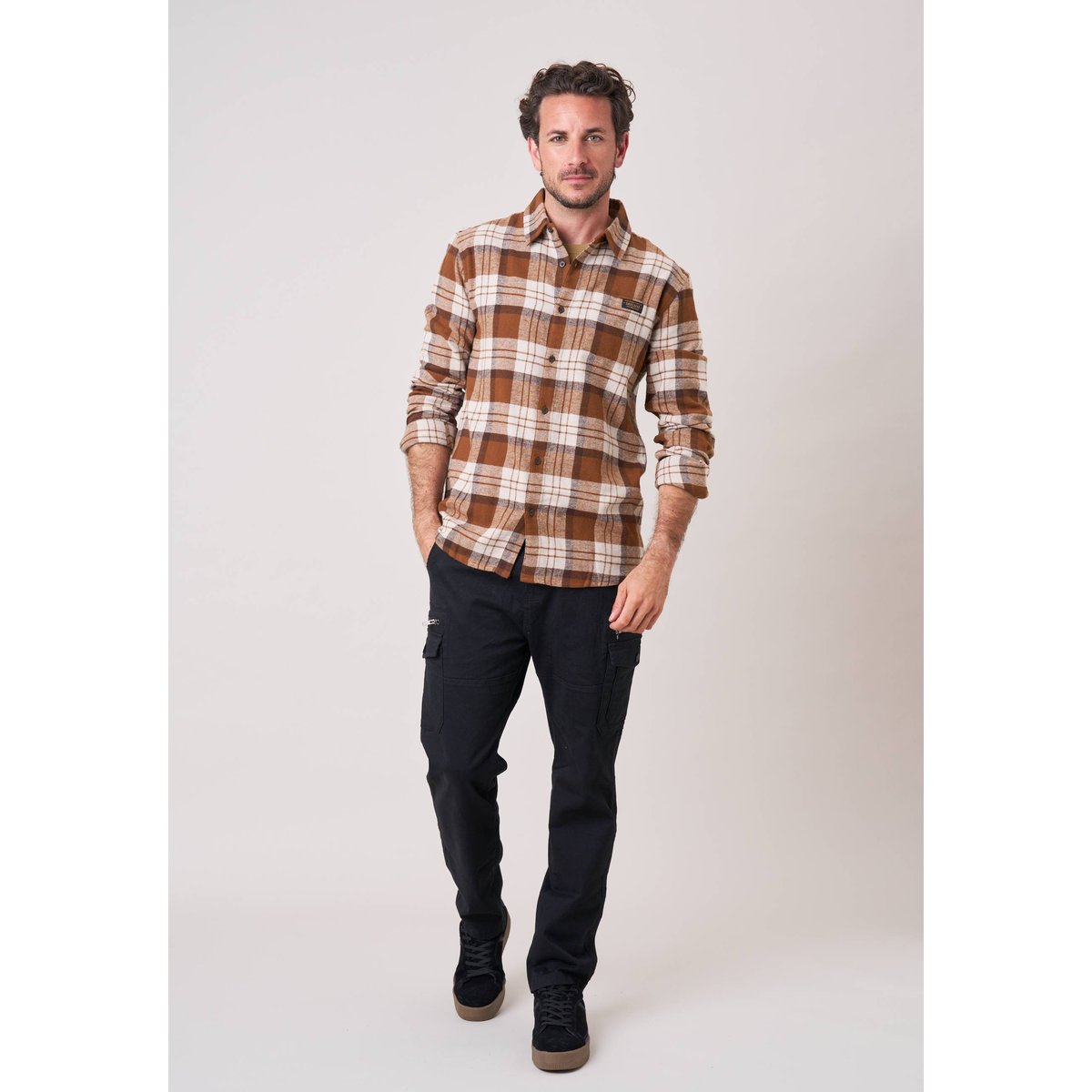 Chemise regular homme à carreaux en 100% coton WARNO wood, DEELUXE