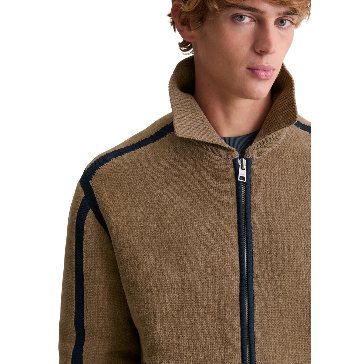 Veste en tricot regular en chenille de coton bio doux marron, MARC O’POLO DENIM