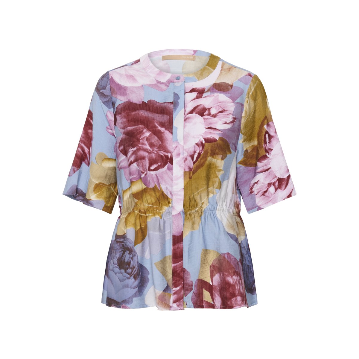 Chemise à manches courtes bleu rose jaune blue/pink/yellow flower, CULTURE
