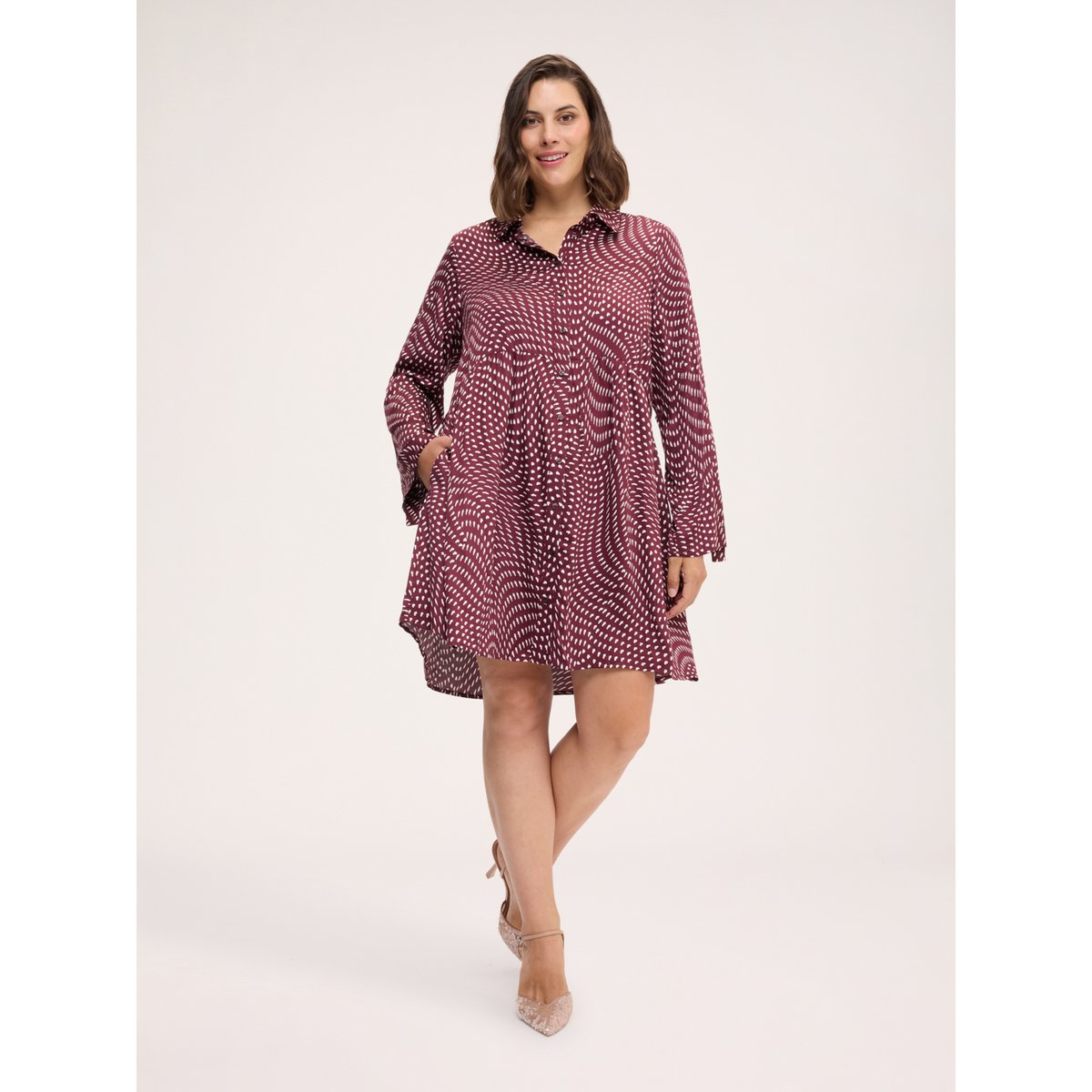 Robe courte chemisier avec imprimé burgundy, FIORELLA RUBINO