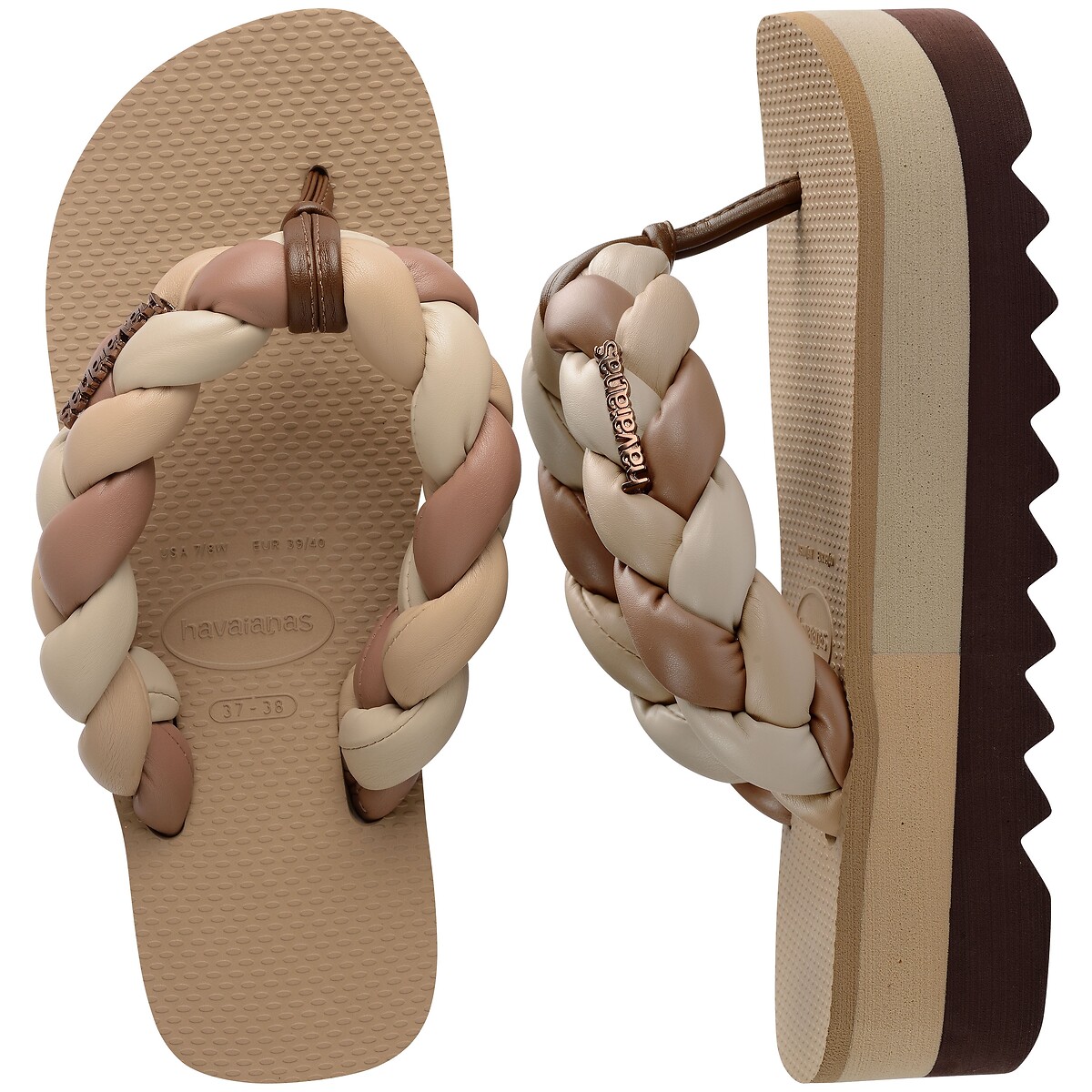 Top High Chuncky Boho flip flops brown, HAVAIANAS