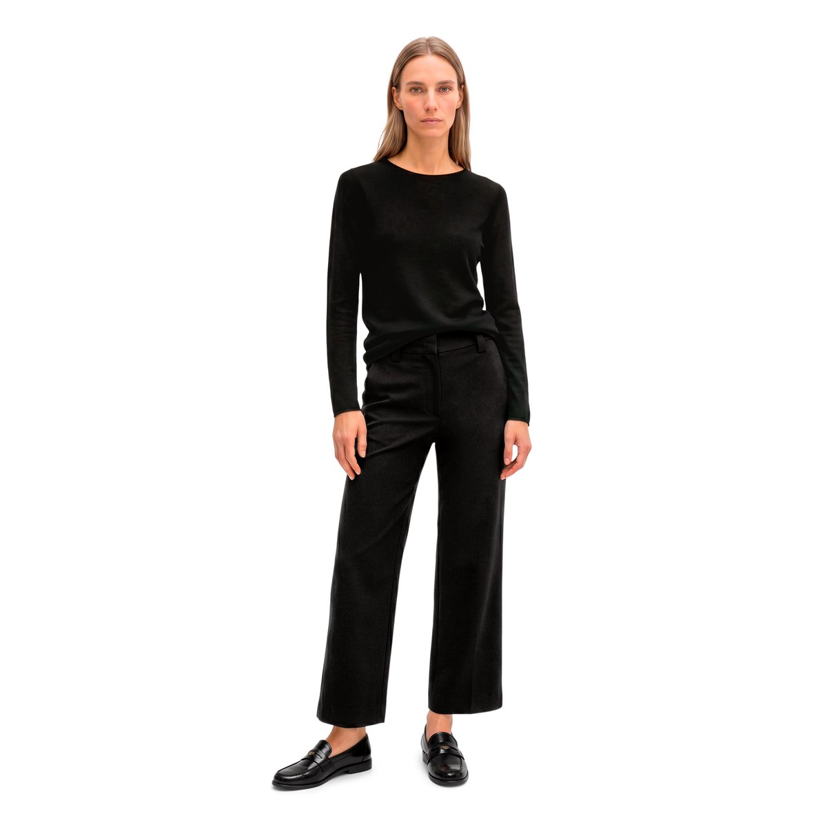 Pull en maille slim en laine mérinos douce noir, MARC O'POLO