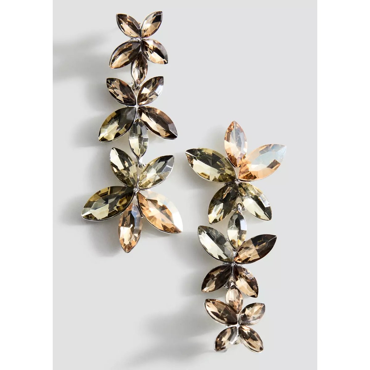 Boucles d'oreilles pendantes fleur argent, MANGO