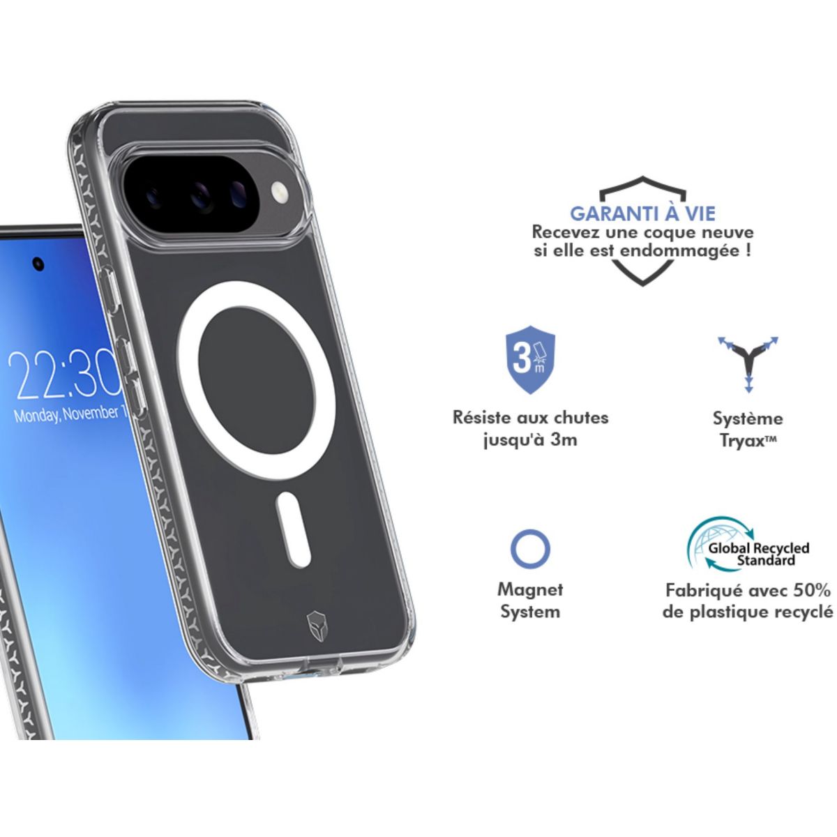 Coque Google Pixel 10 / 10 Pro Air Magnet couleur unique, FORCE CASE