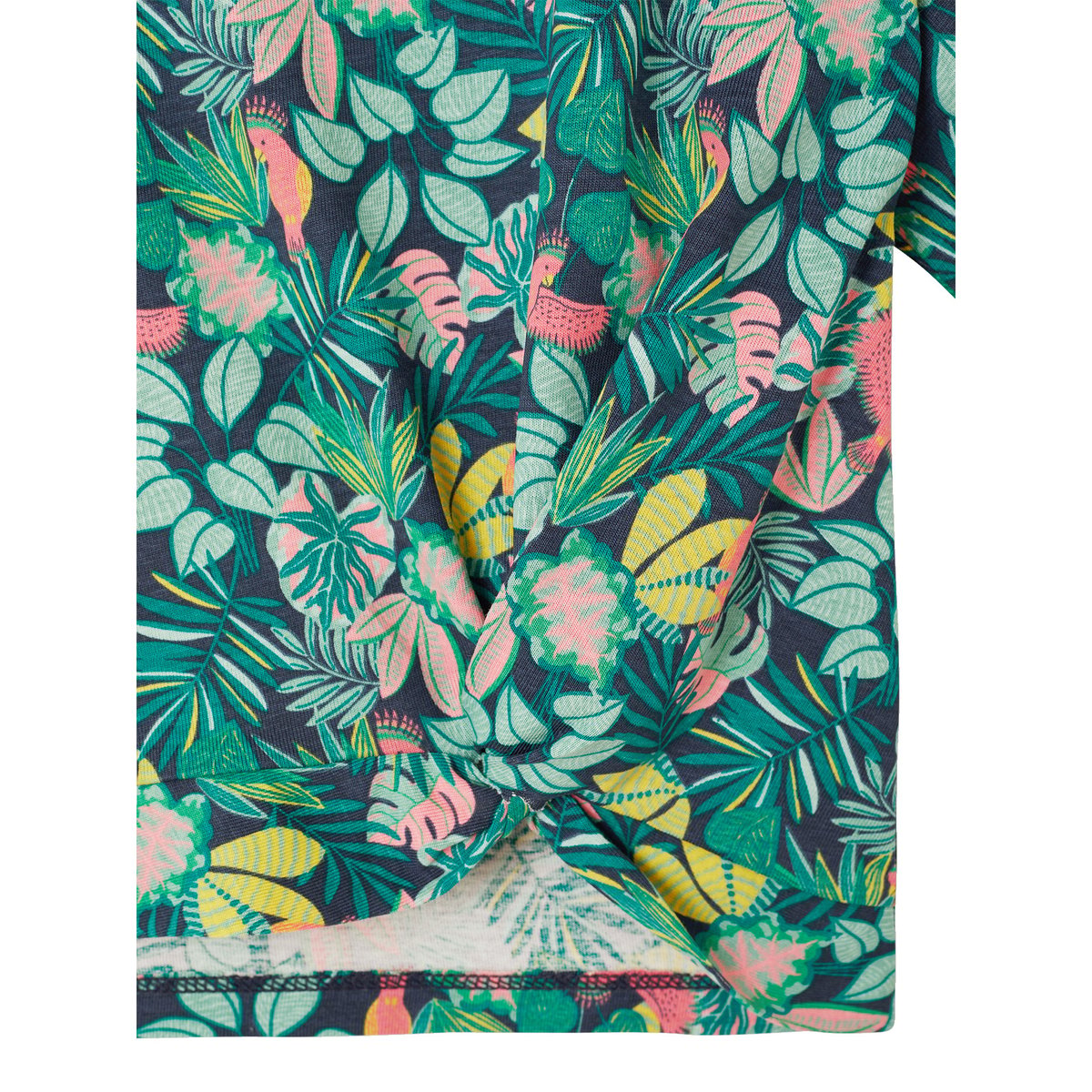 T-shirt manches courtes tropical à nœud marine, VERTBAUDET