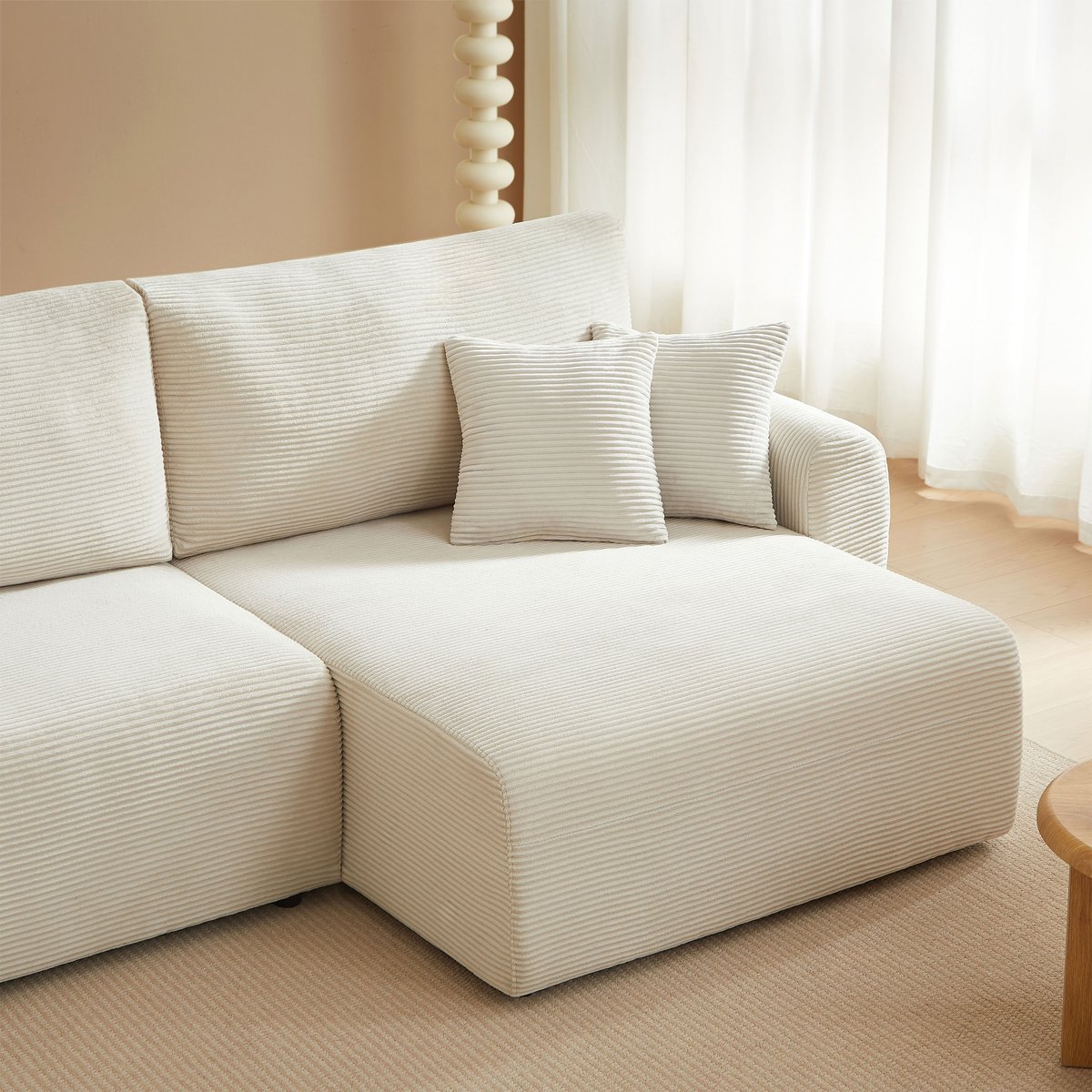 Canapé d'angle droit convertible DANILO beige, BAÏTA