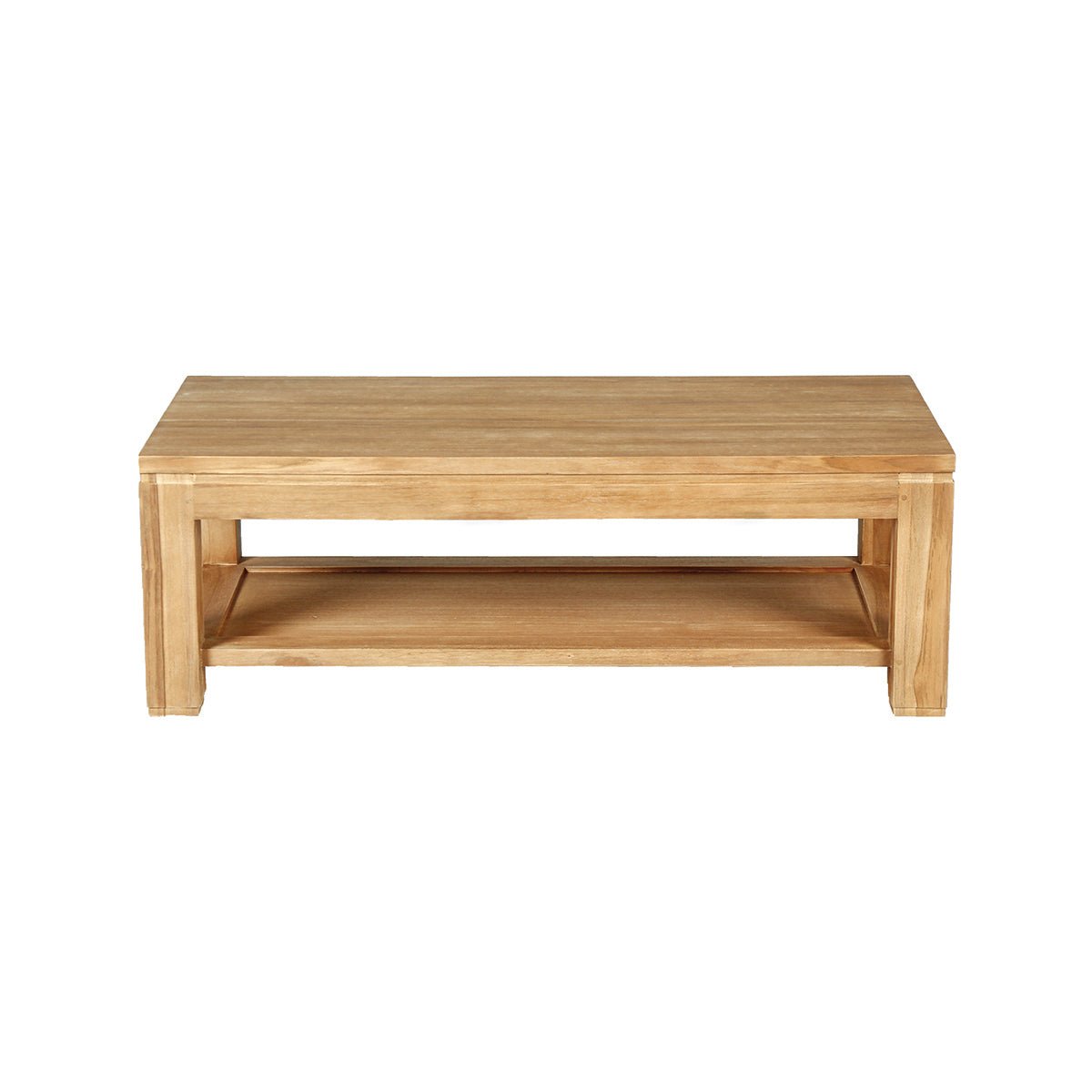 Table basse en teck massif 120 cm double plateau BOSTON naturel, BERAH GETAH