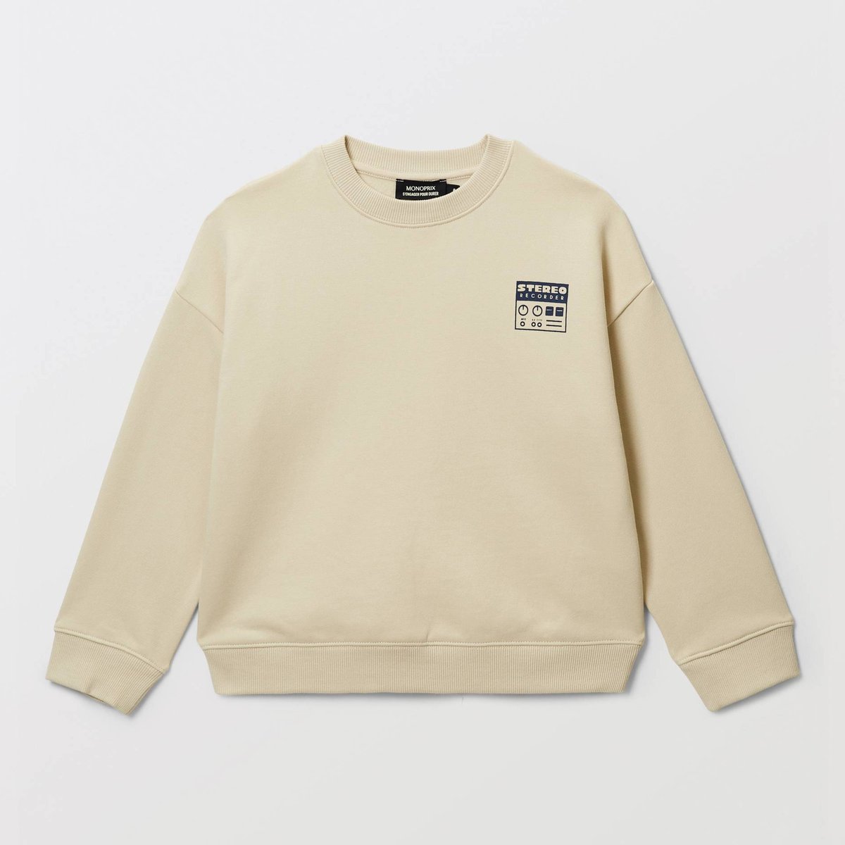 Sweat col rond imprimé en coton BIO GOTS bones, MONOPRIX