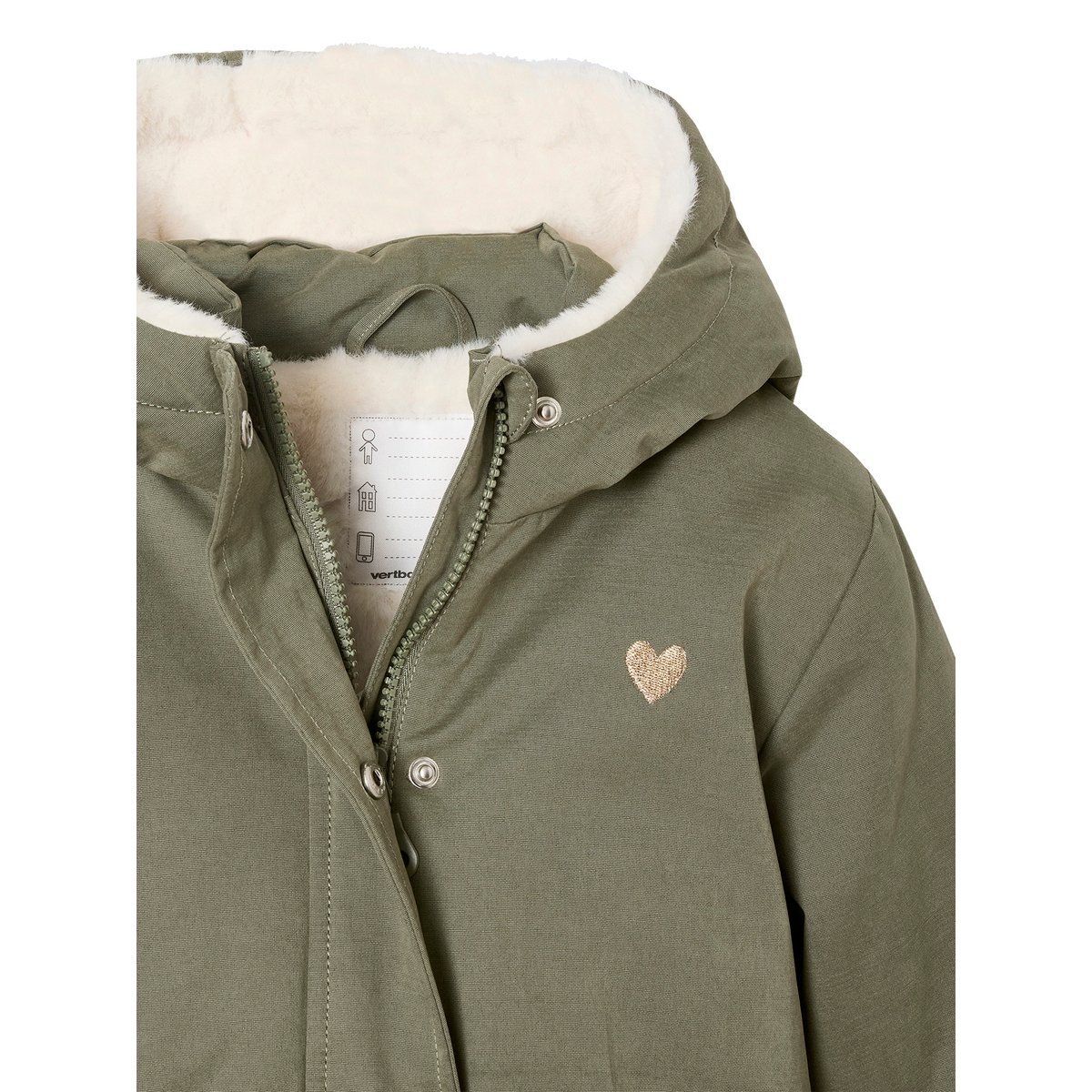 Parka à capuche romantique vert, VERTBAUDET